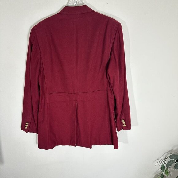 VTG 60s Coat 1960s Double Breasted Coat Blazer Wool Wine Red Gold Button M/L - Picture 6 of 7